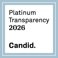 Square badge with a light blue border displaying the text: "Platinum Transparency 2026 Candid.